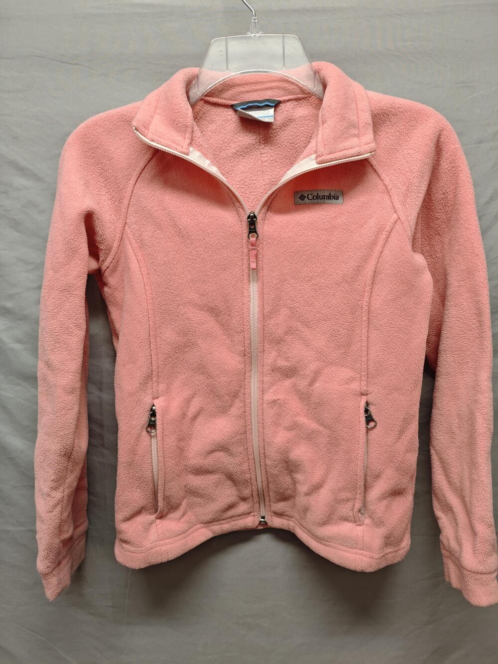 Columbia Fleece Jacket Girls Medium 10/12 Pink Full Zip Lightweight Outdoor